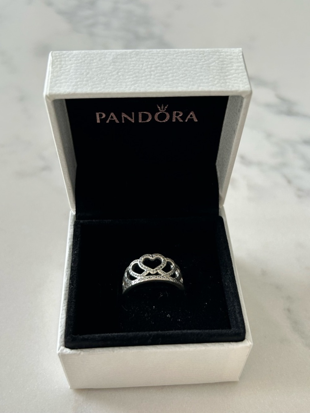 Pandora Silver Heart Tiara Ring